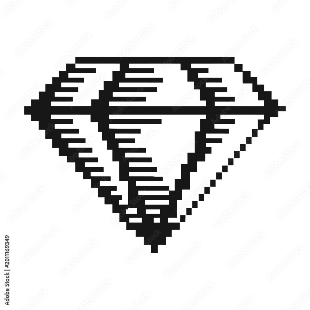 Fototapeta premium Minimalist heart shape with geometric pixel art pattern vector