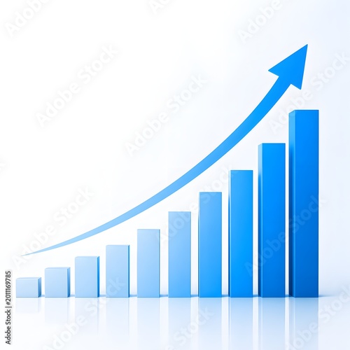 Free Download Blue Upward Growth Chart with Rising Arrow 3D Business Infographic - GFXLoad
