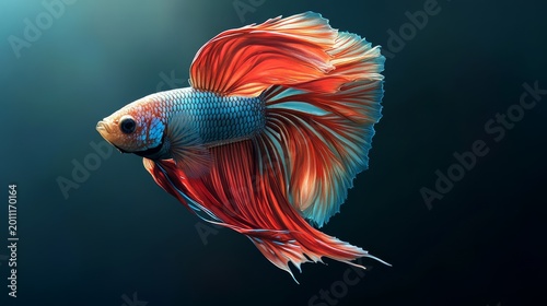 Hand-painted fish illustration showing exotic species such as Betta Splendens and Mandarine Trigger with realistic fin details and flowing aquatic motion