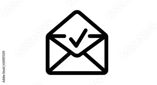 Foto Confirmed checked mail message icon.