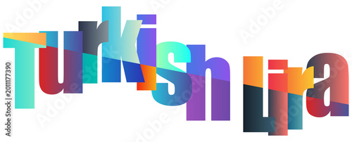 Foto Colorful Turkish Lira Text Design Isolated Background