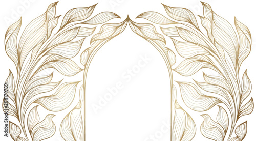 Elegant golden leaf arch frame