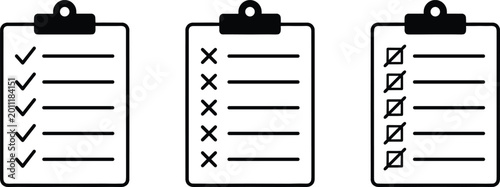 Εκτύπωση καμβά Checklist clipboard icon set with check marks and task lists, survey and to do s
