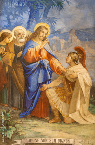 Foto Monza - The fresco of Jesus heals a Roman centurions servant in the church Chiesa di Santa Maria Maddalena by N
