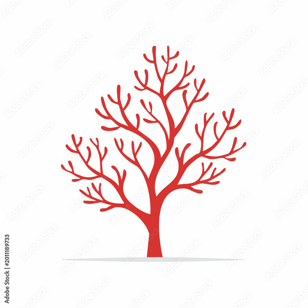Obraz premium Red Coral Branch Illustration