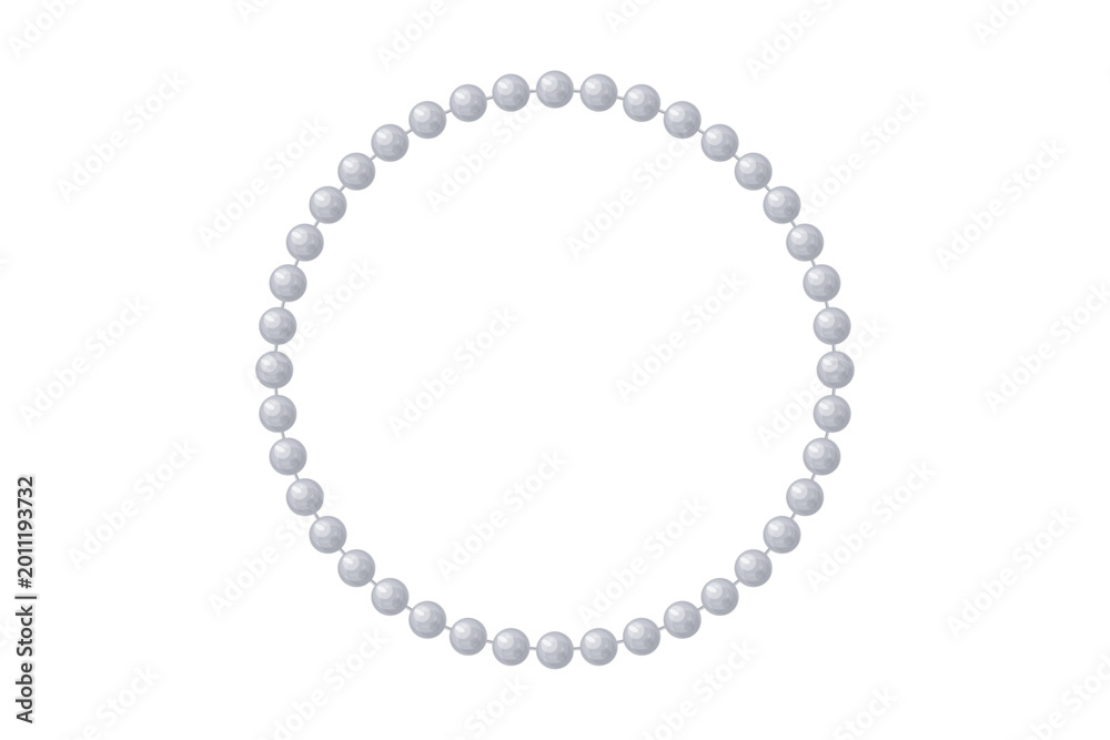 Obraz premium Luxury silver bead bracelet circle frame on transparent background