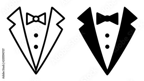 Tuxedo minimalist icon in outline and silhouette style