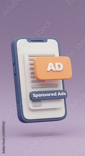 3D Render: Mobile Ad, Smooth Textures, Soft Lighting