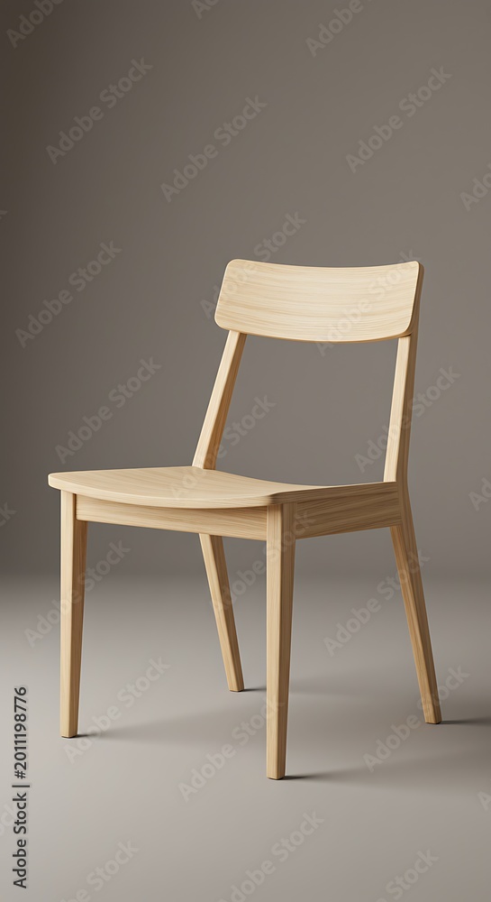 Fototapeta premium Warm Light, Wooden Chair: Simple Elegance in 3D