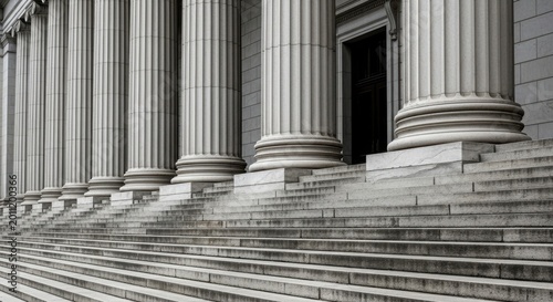 Grand Classical Columns and Steps of a Government Building or Museum Entrance