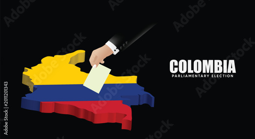 Foto Colombia election concept with voting hand ballot democratic process political v