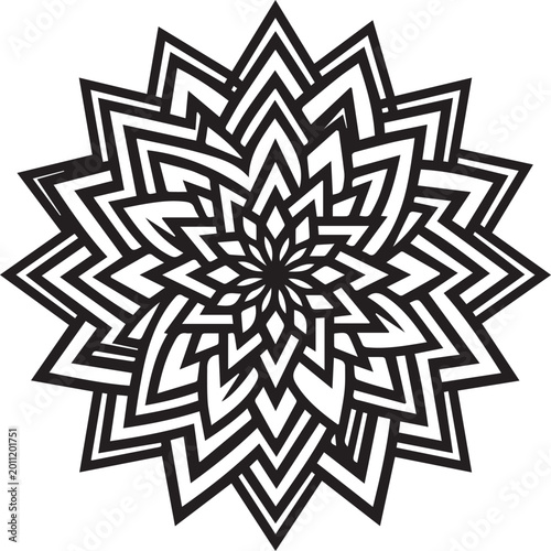 Tablou pe pânză Geometric mandala vector illustration, black and white circular pattern, intrica