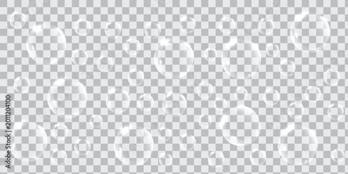 Tableau sur toile Realistic soap bubbles floating on transparent background vector illustration fo