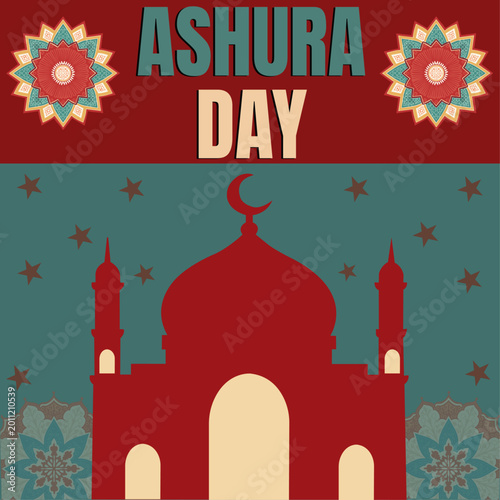 Фотография Ashura Day Celebration Poster with Ornamental Motifs