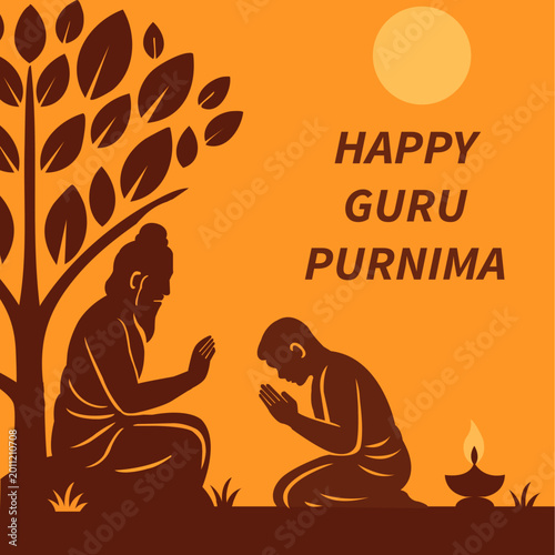 Canvas Print Happy Guru Purnima Vector Illustration