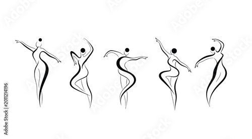 Photos Set of abstract dancing women silhouettes