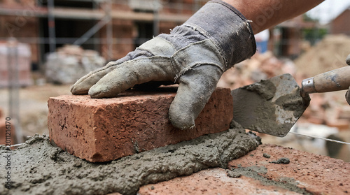 Noise Effect, a Close-Up of Bricklaying and Manual Construction