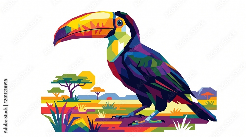 Fototapeta premium illustration of a colorful Toucan