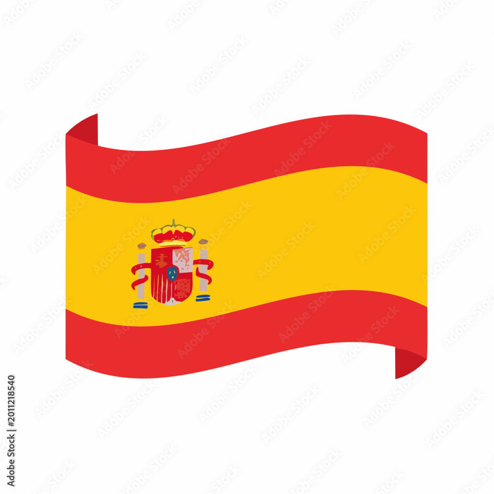 Obraz premium Waving Spanish Flag with Coat of Arms