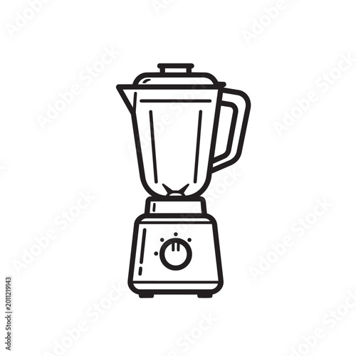 Cuadro en lienzo Kitchen blender icon black and white vector illustration with appliance