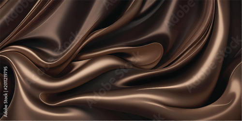 Quadro su tela Elegant dark brown chocolate background featuring smooth silk ripples and luxury