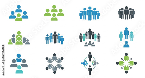 Tableau sur toile Collection of diverse human figures in various group formations.