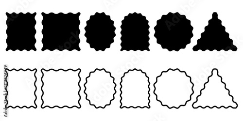 Set of geometric forms with wavy edges