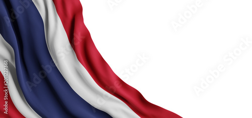 Konstfotografi Thailand flag waving isolated on transparent background with luxury fabric textu
