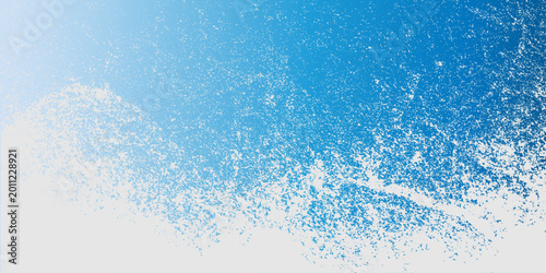 Bild auf Leinwand A clean, blue water splash wave creates a cold liquid texture backdrop with bubb