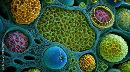 Microscopic Marvel: Vibrant Plant Cell Structure with Intricate Organelles — Scientific Illustration for Educational Use