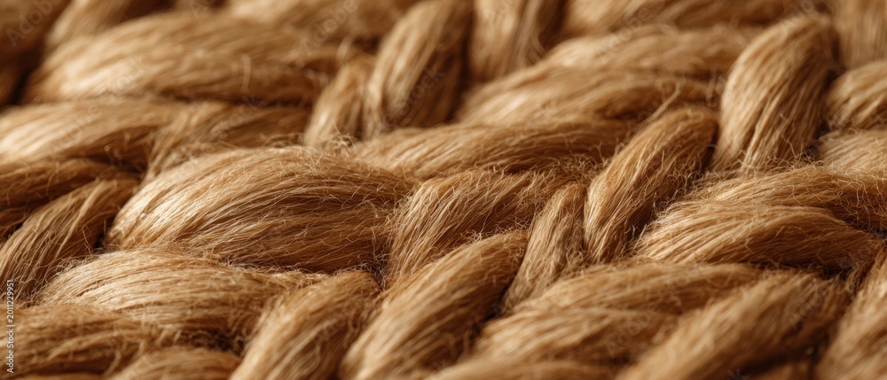 Fototapeta premium The Rope Braided Jute Close-Up Showing Natural Fibers and Textured Weave Detail
