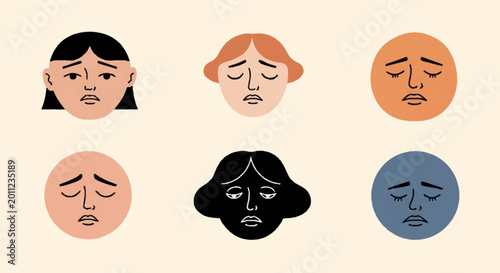 Photography Collection of Sad Faces Expressing Negative Emotions.