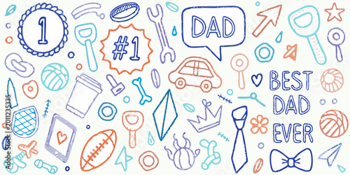 hand drawn doodle icons for father s day