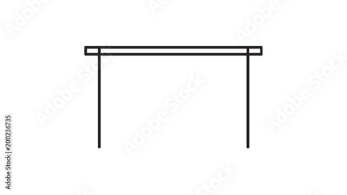 Minimalist vector icon illustration of a monitor stand or raised platform for a computer screen, featuring a clean line art style perfect for business technology and office desk organization.