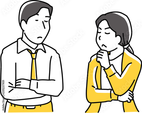 深く考える男女