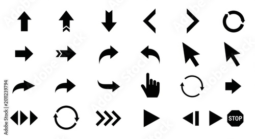 Foto Collection of various arrow and cursor icons for navigation and direction