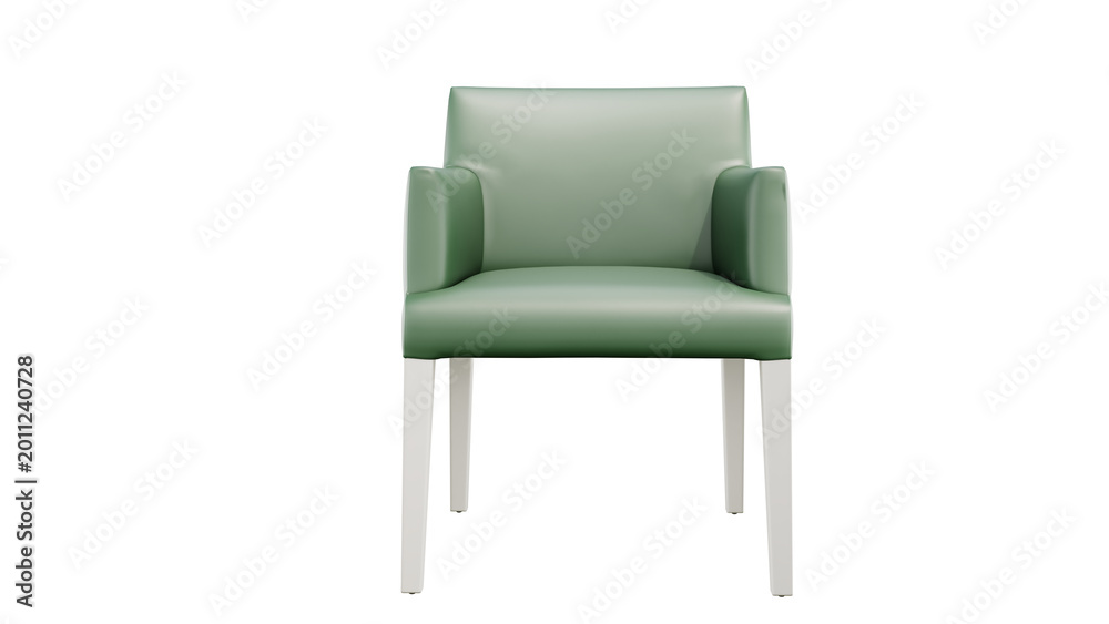 Fototapeta premium Front View of Modern Sage Green Upholstered Armchair Isolated on Transparent Background