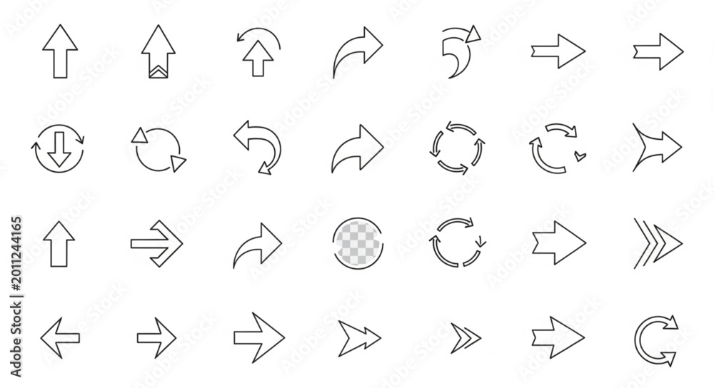 Fototapeta premium Collection of various hand drawn arrow icons and symbols.