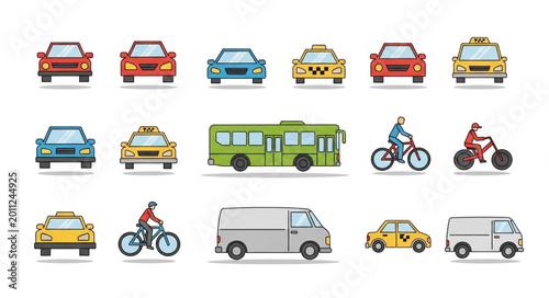Bilde på lerret Collection of Various Vehicles and Transportation Methods.