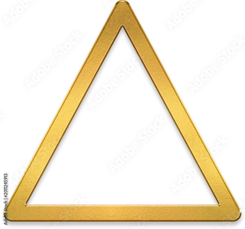 Foto Golden triangle geometric shape icon with metallic texture for abstract design a