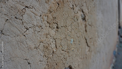 Tableau sur toile Close-up of earthen wall in traditional ethnic minority house in Vietnam, mud wa