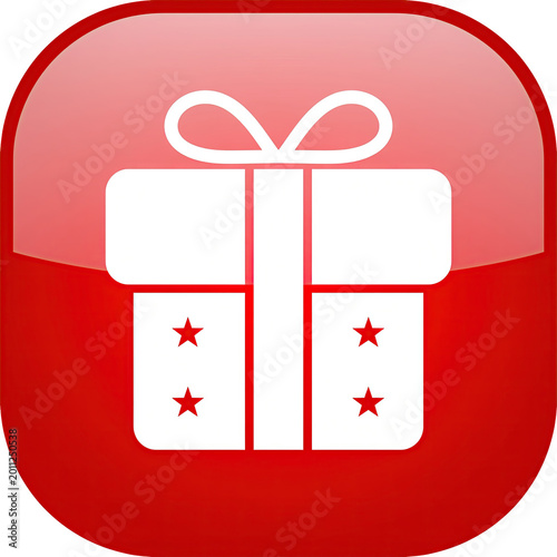 Red Gift Box Icon with Stars