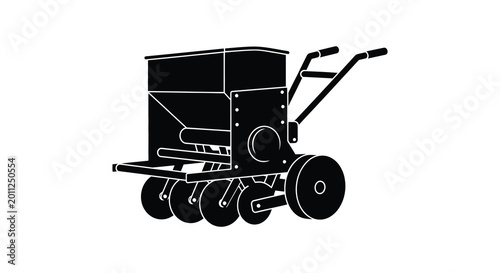 Quadro su tela Seed spreader silhouette on a white background