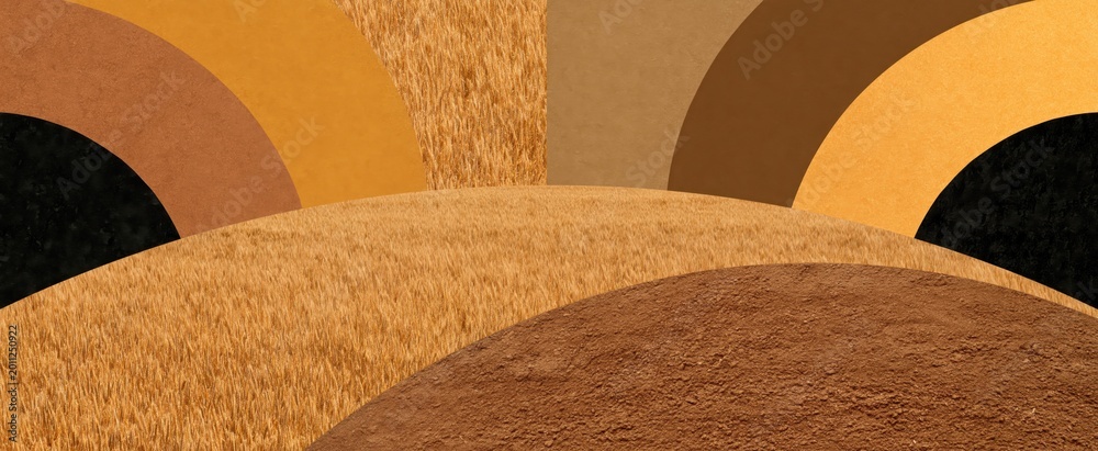 Fototapeta premium Golden brown autumn field texture background featuring barley oats and wheat collage.