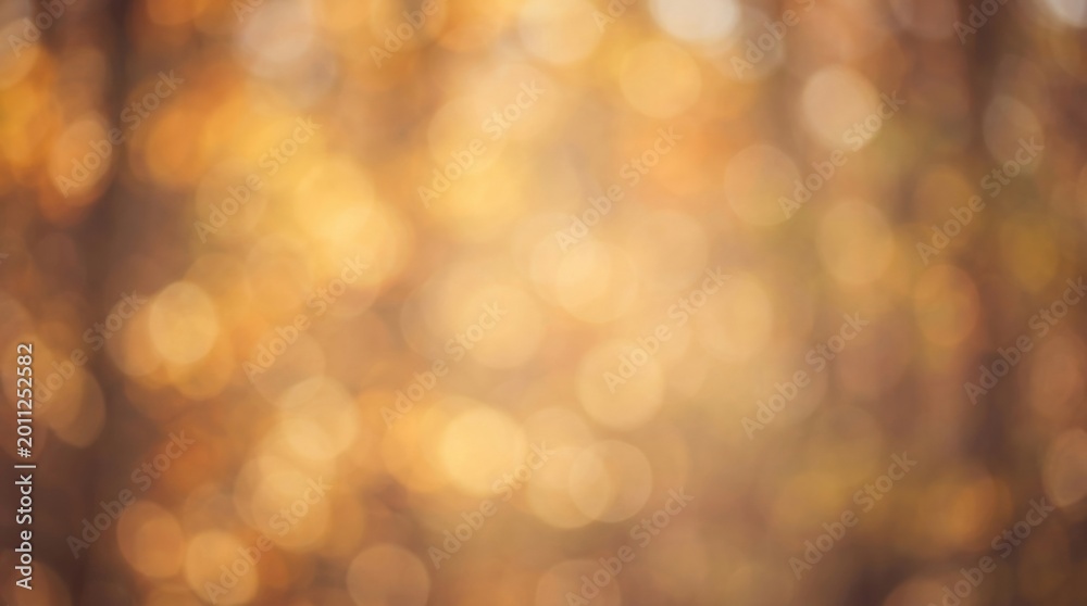 Fototapeta premium Abstract blurred autumn forest background with warm golden bokeh