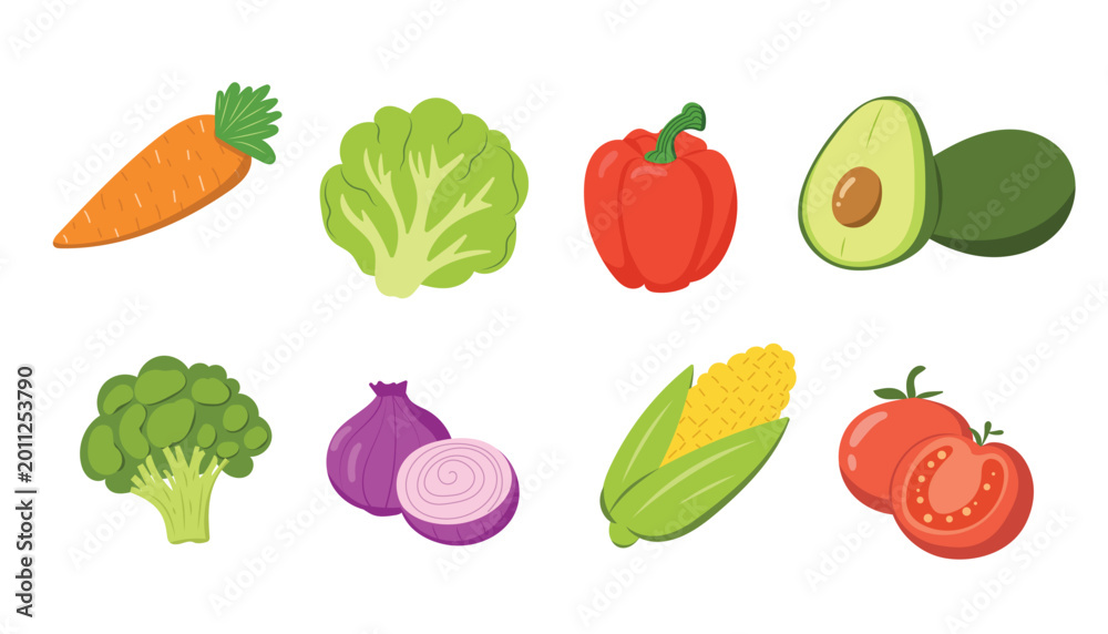 Fototapeta premium Fresh garden vegetable collection with corn and avocado