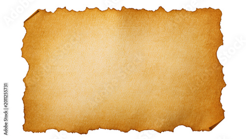 Canvas Print Aged burnt paper with torn edges, isolated on transparent background