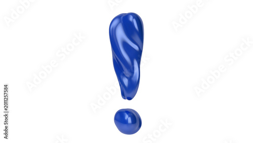 Obraz na płótnie Glossy blue exclamation mark symbol, isolated on transparent background