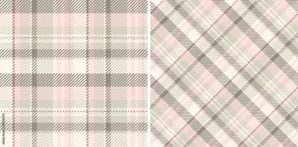 Fototapeta premium Texture textile background of seamless plaid vector with a tartan pattern check fabric. Set in coffee colors for bed sheet designs in bedroom.