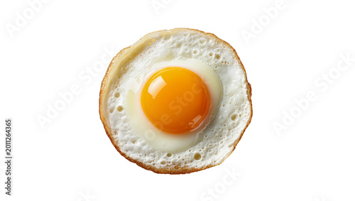 Obraz na płótnie Golden fried egg with bright orange yolk, perfectly isolated on transparent back
